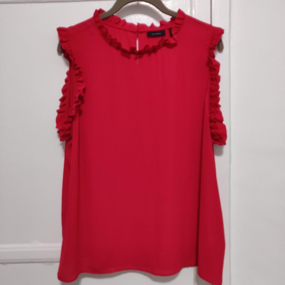 NWOT Halogen Ruffle Trim Shell Top (Size XL; Red)